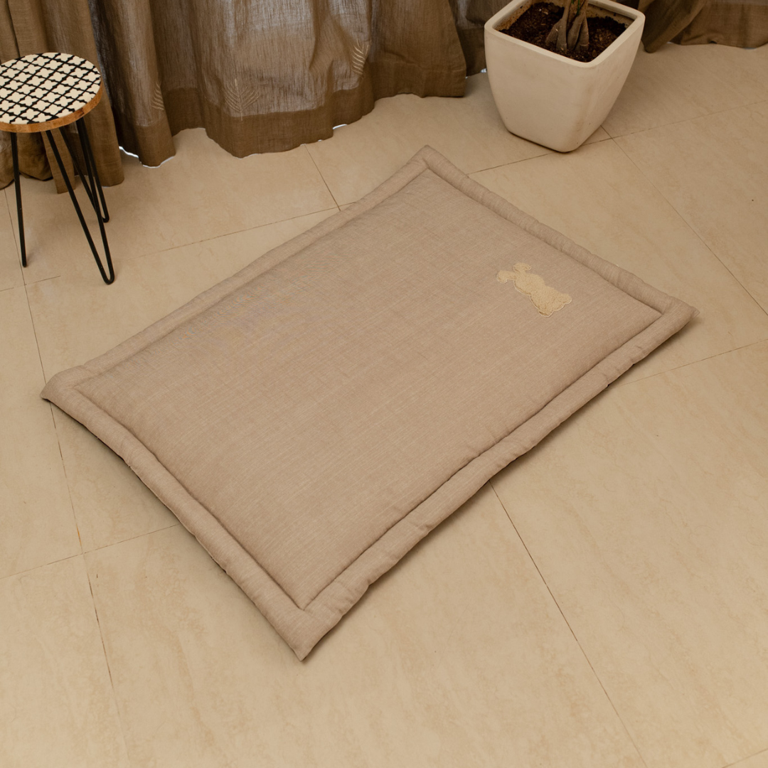 PoochMate OAK BOHO Beige Linen Mat : Bunny