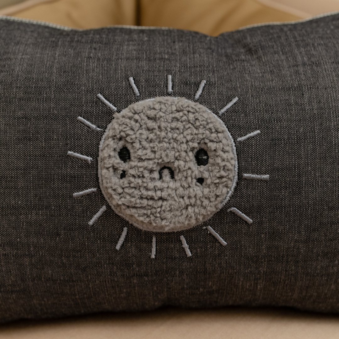 PoochMate OAK BOHO Charcoal Linen Flat Pillow : Sunshine