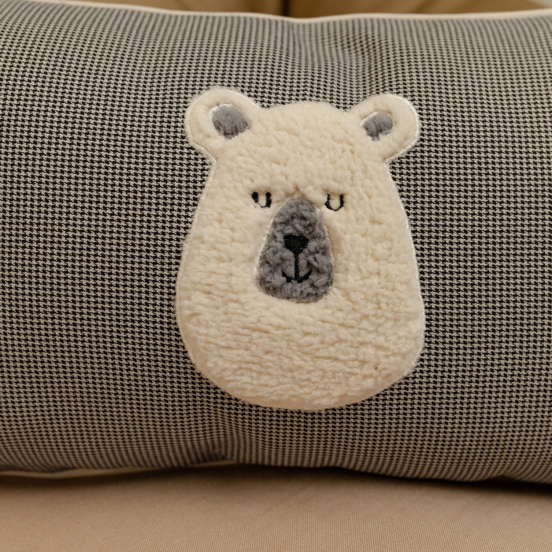 PoochMate OAK BOHO Herringbone Brown Flat Pillow : Bear