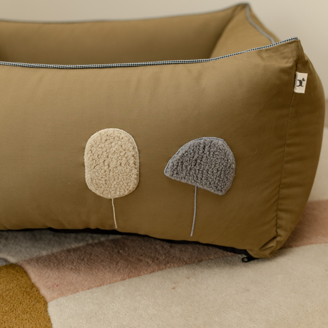 Khaki Dog Bed | Dog Bed with removable covers