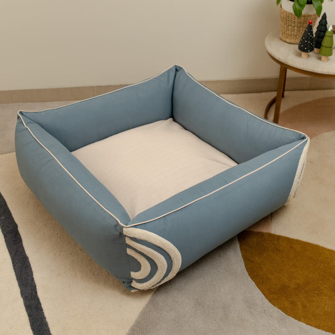 Boho Dog Bed | Blue dog Bed | Washable dog beds online India