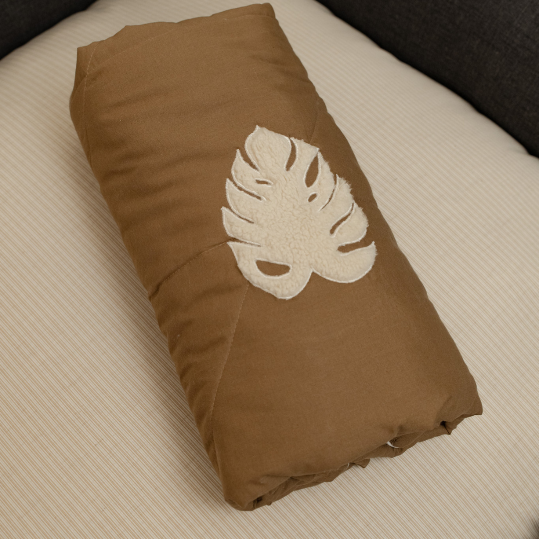 PoochMate OAK BOHO Sand Cotton Dog Blanket : Monstera